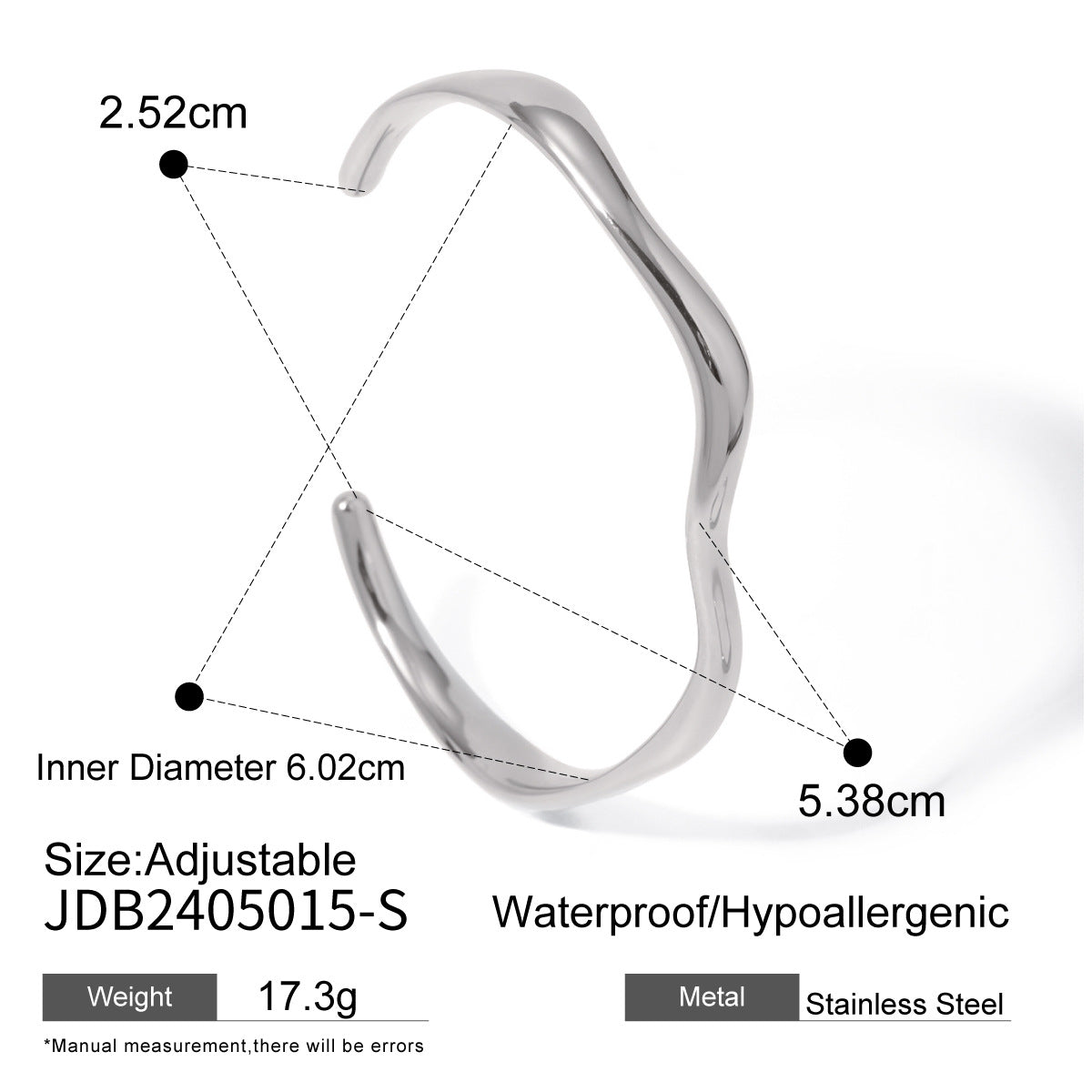 18K Gold Stainless Steel Fine Ripple Open Bangle Ins Minimalist Trendy Titanium Steel Bracelet for Women