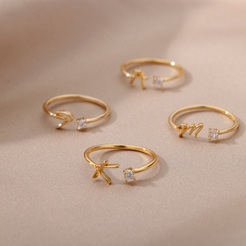 26 letter neutral ring creative finger ring